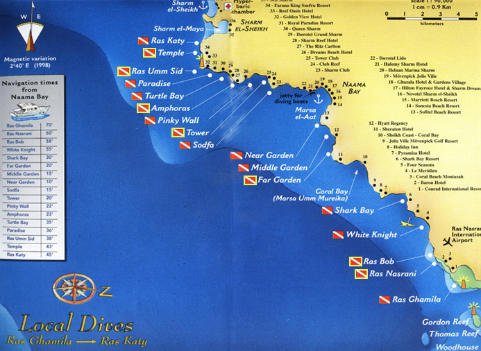 Sharm el Sheikh Diving Sites and Dive Site Maps of the Sharm Local Coast - Sharm Local Dive Sites