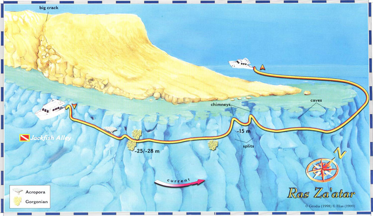 Ras Zaater Diving Site Map in Ras Mohamed National Park